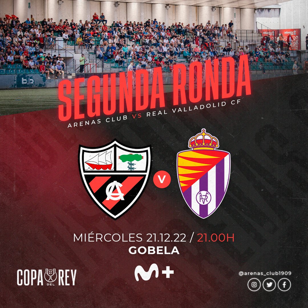 arenas_club1909's tweet image. Próximo partido,  cita con la Copa del Rey. Este miércoles 21:00 recibimos al @realvalladolid . AÚPA HISTÓRICO!!!!