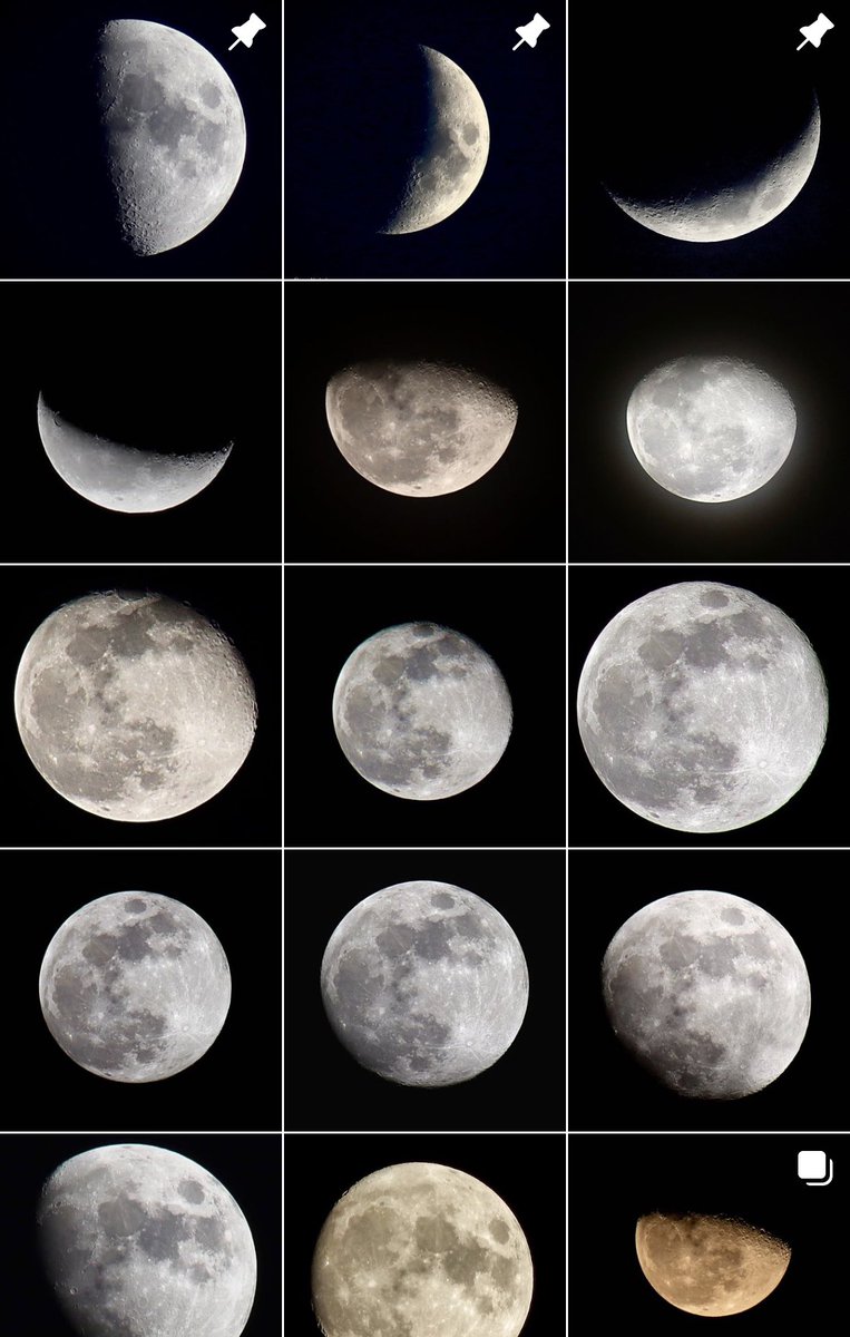 MoonTelAviv's tweet photo. I love the way this collection of my moon photos, looks on my instagram page. #moon #Astrophotography #astronomy https://t.co/V3Cz9QgMCv