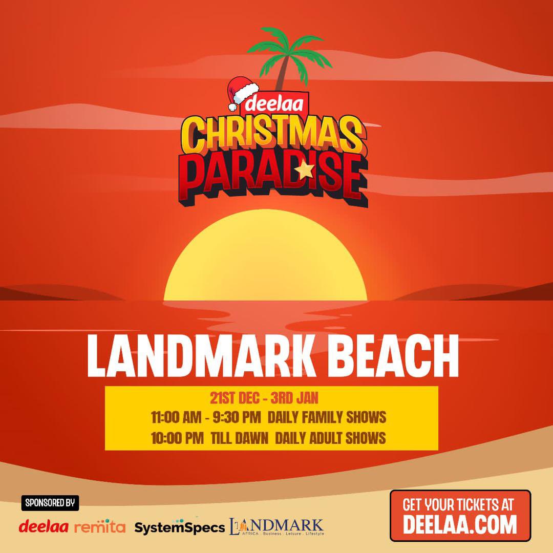 partyriderapp's tweet photo. DEELA CHRISTMAS PARADISE is a few days away!🔥

Come give your family that unforgettable experience at LANDMARK BEACH!🌊

Ticket: 8k (Beach and Christmas Paradise)

Get tickets at https://t.co/mjDlSrJbId 
or
Payment link below https://t.co/VSmWXL0ltN

@DeelaaNigeria 
#deelaevents https://t.co/Huf98nlPJU