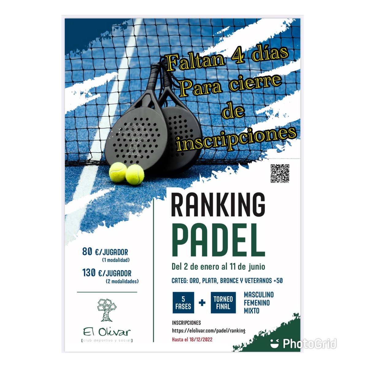 FALTAN 4 DÍAS PARA EL CIERRE DE INSCRIPCIONES