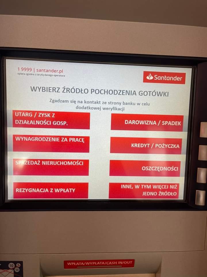 BBochenczak's tweet photo. To jest dramat!

Nie dość, że wprowadzono już limity wypłat gotówki z bankomatu (800 zł.)* to teraz zaczyna się chora praktyka wymuszania informacji skąd mamy nasze pieniądze. To krok do pełnej inwigilacji obywateli przez państwo! 
1/5 https://t.co/N48ewsYvkt