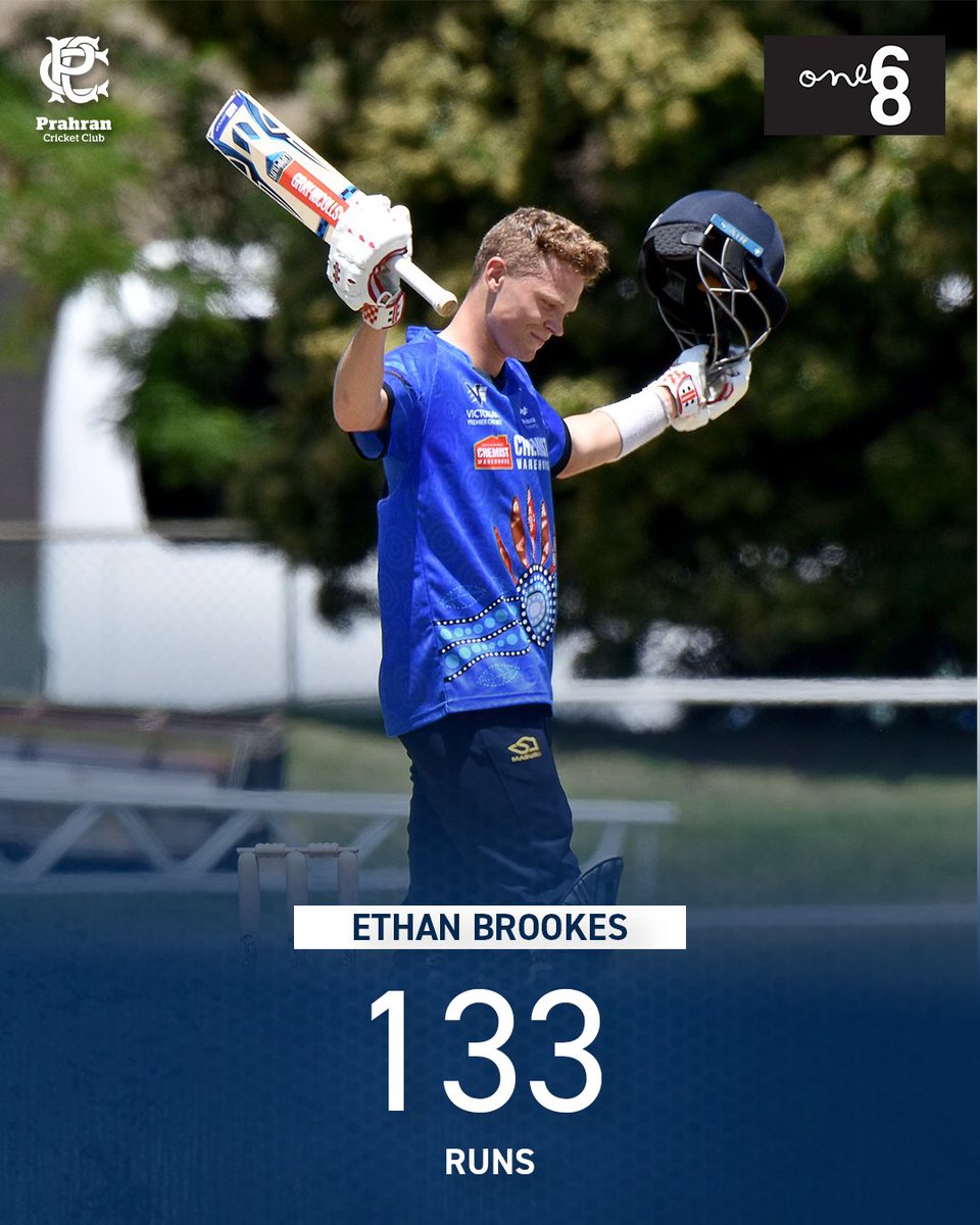 prahrancc's tweet photo. Well done to Ethan Brookes for an epic 133 off 140 balls!

Joining Prahran this season from @warwickshirecc &amp; @KandDCC in the UK, Ethan has been incredible in the 1sts.

His first PCC ton has him leading the runs for the 1st XI with 311.

#TrueBlues #clubofchoice https://t.co/S8F9t0aD97