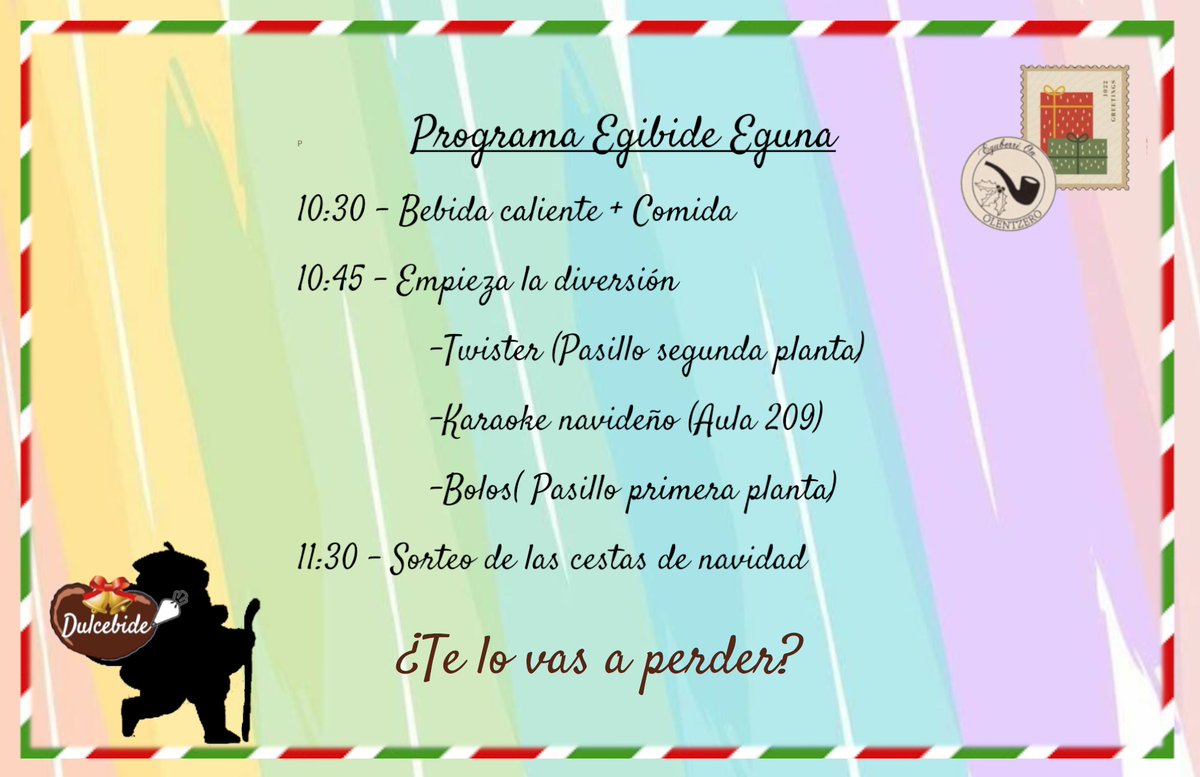 dulcebide's tweet photo. No te pierdas este 23 de diciembre el evento de Dulcebide, si queréis participar podréis apuntaros en tienda de 11:00 a 11:30.

#Dulcebide #Navidad #EventoDulcebide #egibideeguna #dulce https://t.co/V81p7S9vp7