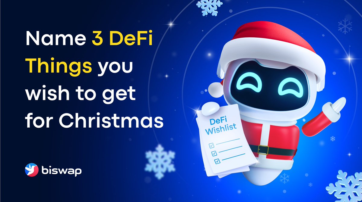 Biswap_Dex's tweet image. ❄️Name 3 DeFi things you wish to get for Christmas!

We'll go first:
🎁Brand new @Biswap_Dex NFT Collectible! 

Now it's your turn, Biswappers👇
#BiswapDEX #DeFi #DEX