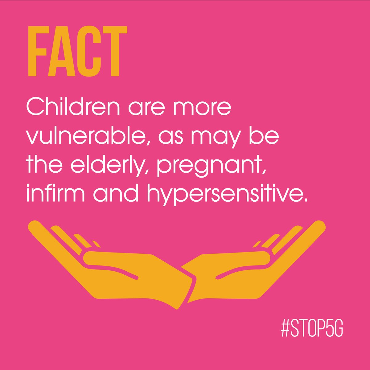 ❌ MYTH: Everybody responds the same to Radiofrequency Radiation like 5G.

✅​ FACT: Children are more vulnerable, as may be the elderly, pregnant, infirm and hypersensitive.

Read more 5G Facts on our website: the5gfacts.co.uk/facts/

#5GFacts #Radiation