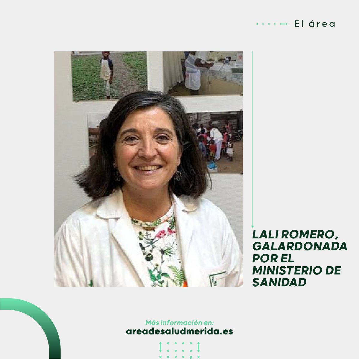 AreaSaludMerida's tweet photo. Hoy, Lali Romero recibirá, de manos de la ministra Carolina Darias, la Cruz Sencilla de la Orden CIvil en reconocimiento a su labor profesional y humanitaria. ¡Enhorabuena!

#areasaludmerida #areasalud #merida #laliromero #galardon #cruzsencilla https://t.co/jL8FNz9GjA
