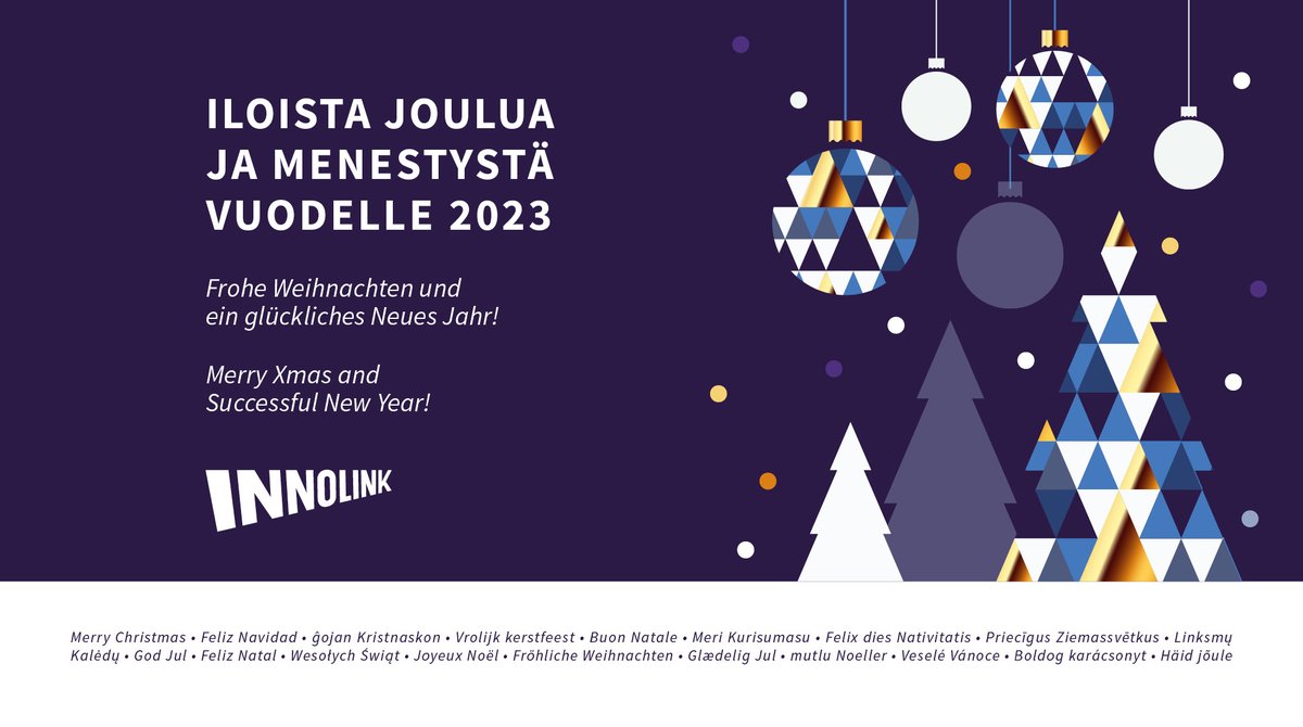 Innolink_fi's tweet image. Vuosi 2022 alkaa loppua. Siihen on mahtunut paljon upeita kohtaamisia ja intensiivistä yhteistyötä mielenkiintoisten hankkeiden parissa. Toivomme sinulle kiireetöntä juhlapyhien aikaa ja latautumista kohti vuotta 2023.

lnkd.in/egzH64pa

#innolink #joulu #2023 #xmas2022