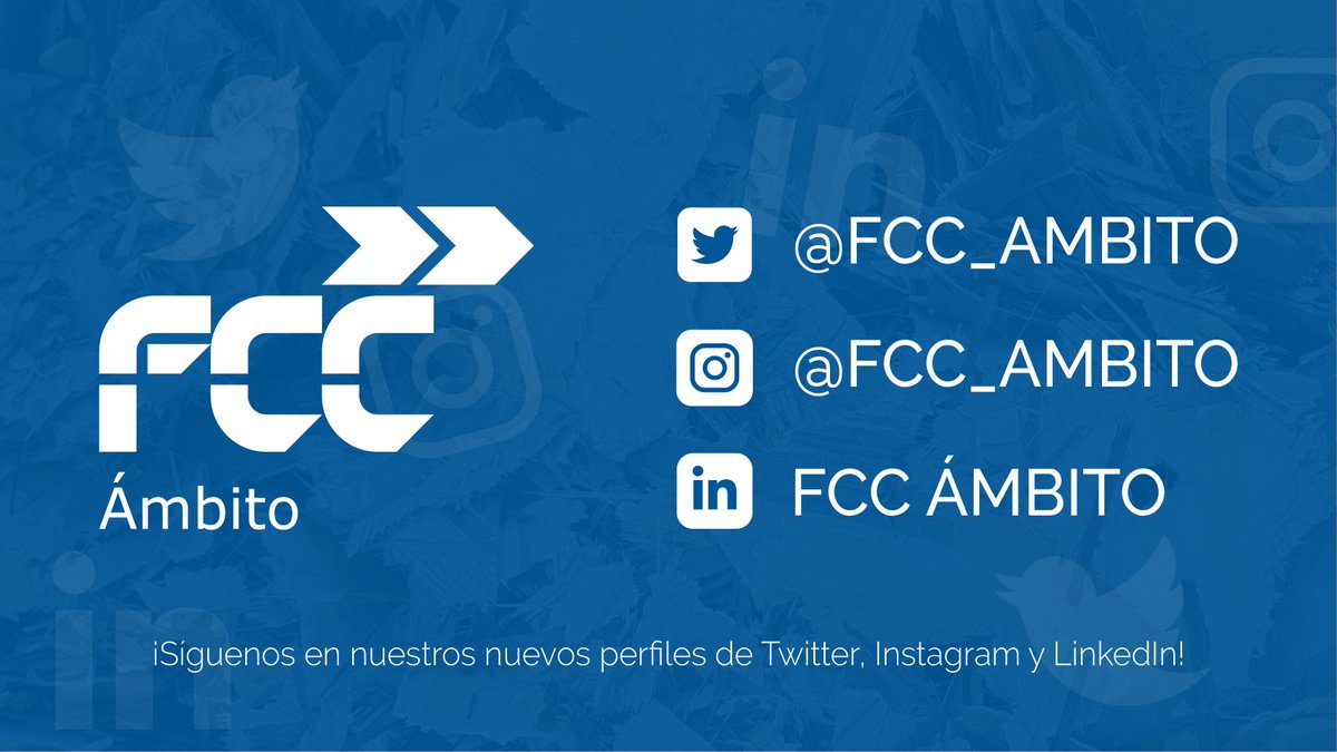 🆕 Lanzamos el perfil de FCC Ámbito en redes sociales, compañía líder en España y Portugal en la gestión de #residuos industriales y comerciales, aprovechamiento de recursos y descontaminación de suelos.

¡Síguenos para enterarte de todas las noticias y novedades!