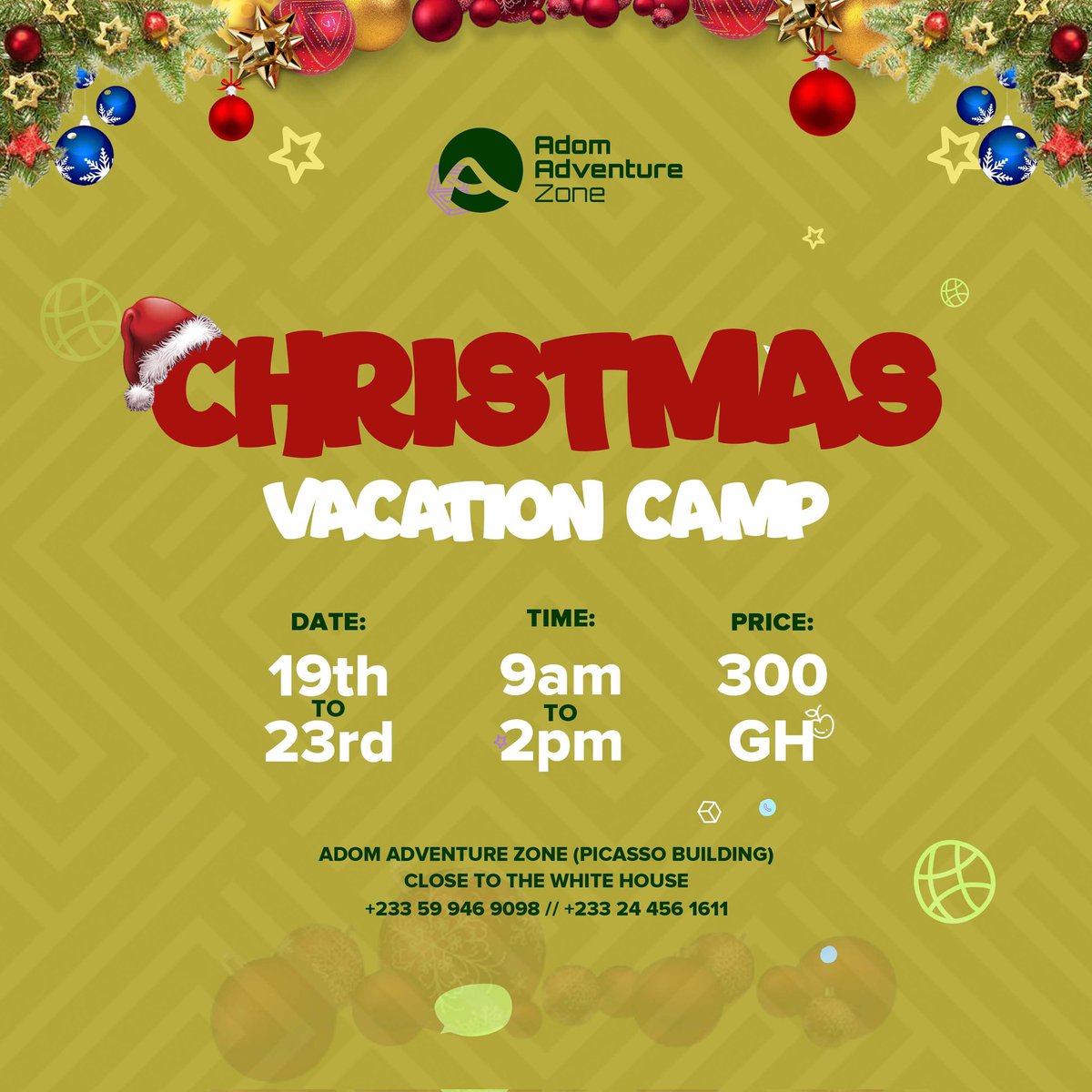 Christmas vacation camp is here!! 🥳🥳🥳. Children will be engaged with amazing, interesting and awesome Christmas themed activities from today till Friday. There will be no room for boredom this week. We look forward to a fun-filled week at Adom Adventure Zone Christmas vacation