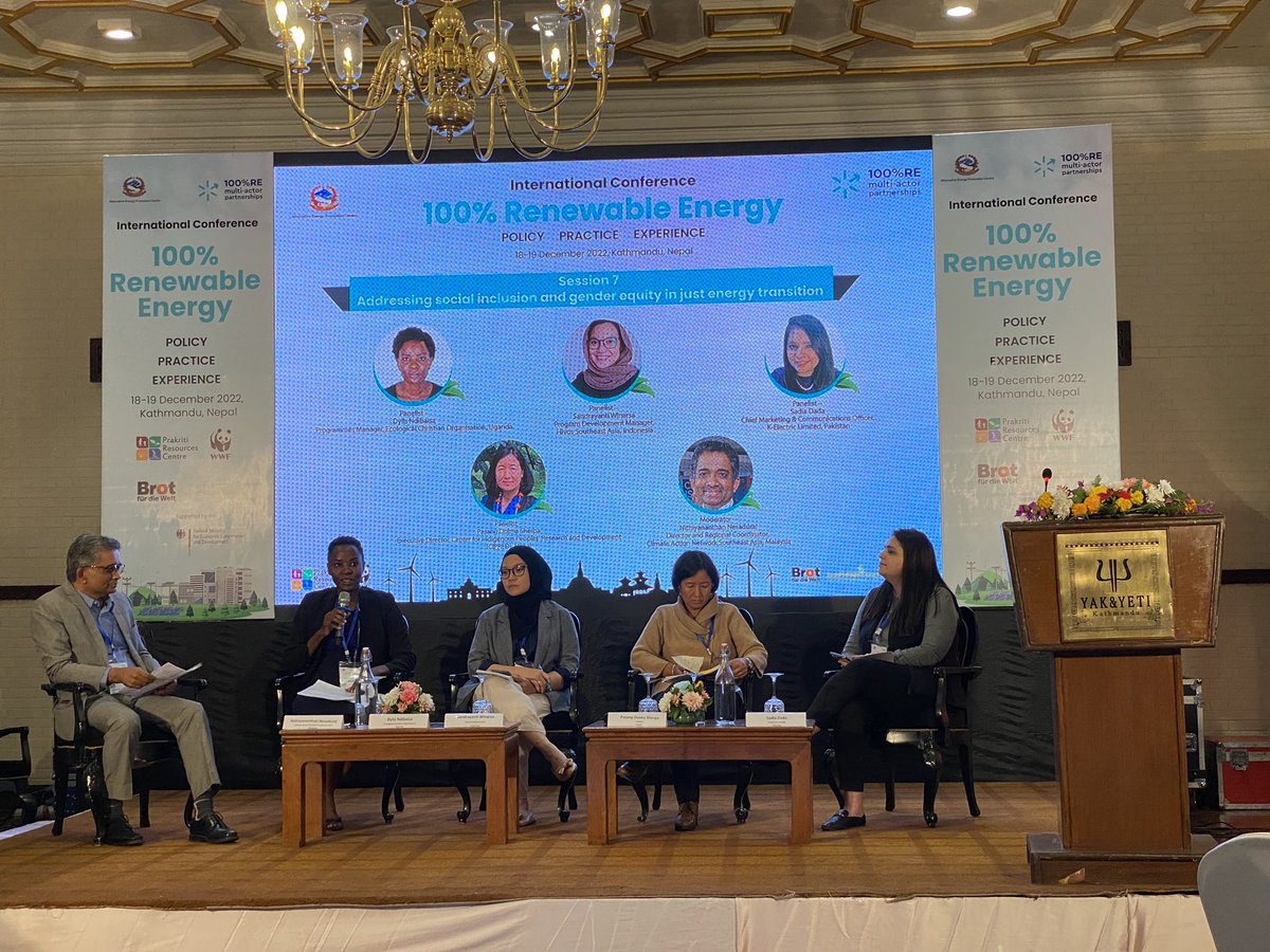 Final panel of today on social inclusion and gender equity in a #JustTransition to 100% #renewableenergy <a href="/WWFNepal/">WWF Nepal</a> <a href="/prcnepal/">Prakriti Resources Centre</a> <a href="/100reMap/">100RE-MAP</a>