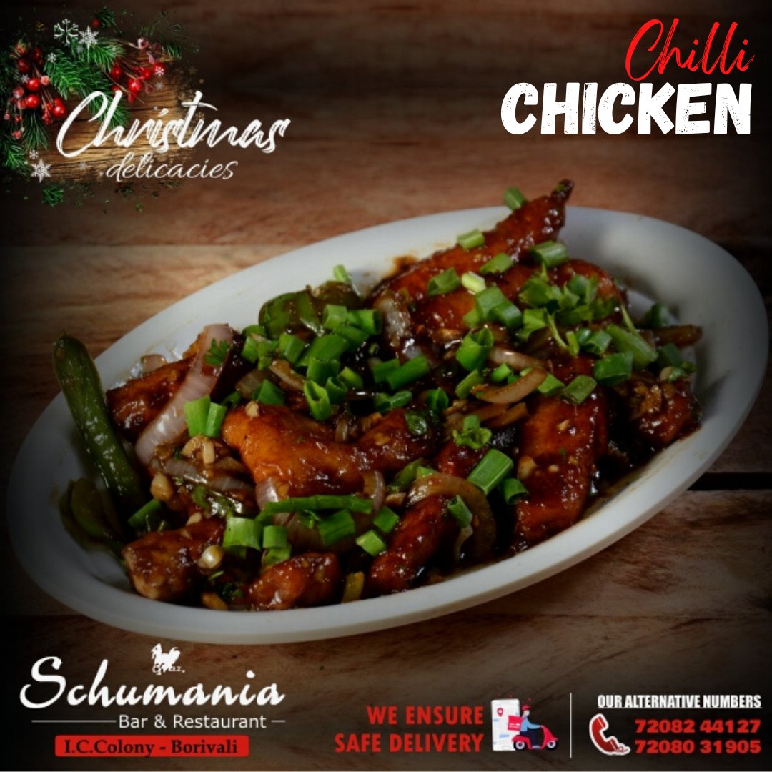 schumaniabar's tweet photo. Christmas Delicacies - CHILLI CHICKEN
#ChickenChilliDry #chillichicken #chinese #tandoori #tawa #seafood #ICColony #borivali https://t.co/ytn8RJ8xbB