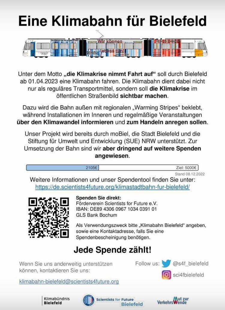XR_Bielefeld's tweet photo. Türchen 18: 
Am 4. #Advent möchten wir auf ein Projekt von #scientist4future Bi aufmerksam machen: 
Eine #Klimabahn für #Bielefeld
Wenn ihr die Idee auch so gut findet wie wir, dann habt ihr jetzt die Chance für das Projekt zu spenden.
Mehr Infos unter:
https://t.co/BKP3bmUhRa https://t.co/xXmgCQTkCh