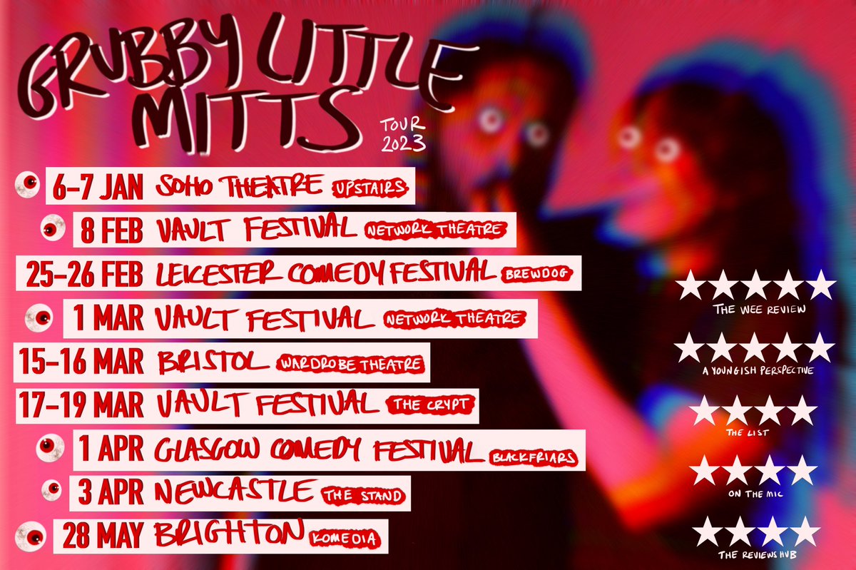 GrubbyComedy's tweet photo. 🚨 2023: YEAR OF THE GRUBB 🚨 

Here’s all the places are bringing our show next year in one handy lil thread. 

Two Grubbs. 
Twenty-three sketches. 
One UK tour. 

🎟 https://t.co/HVbfNJA0Tm

#GrubbyLittleMitts https://t.co/5xMqu2I6IP