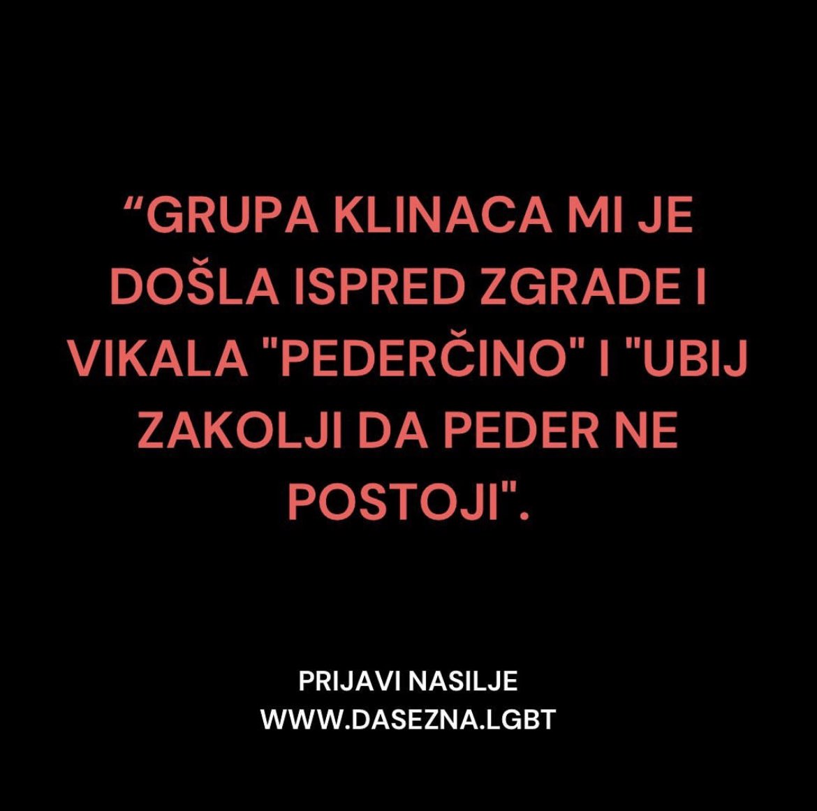 Ukoliko ste i vi doživeli nasilje zbog svoje seksualne orijentacije ili rodnog identiteta, možete ga prijaviti na našem sajtu 👉🏻 dasezna.lgbt

Naš tim ćem vam ponuditi adekvatnu psihološku i pravnu podršku. ✊🏻