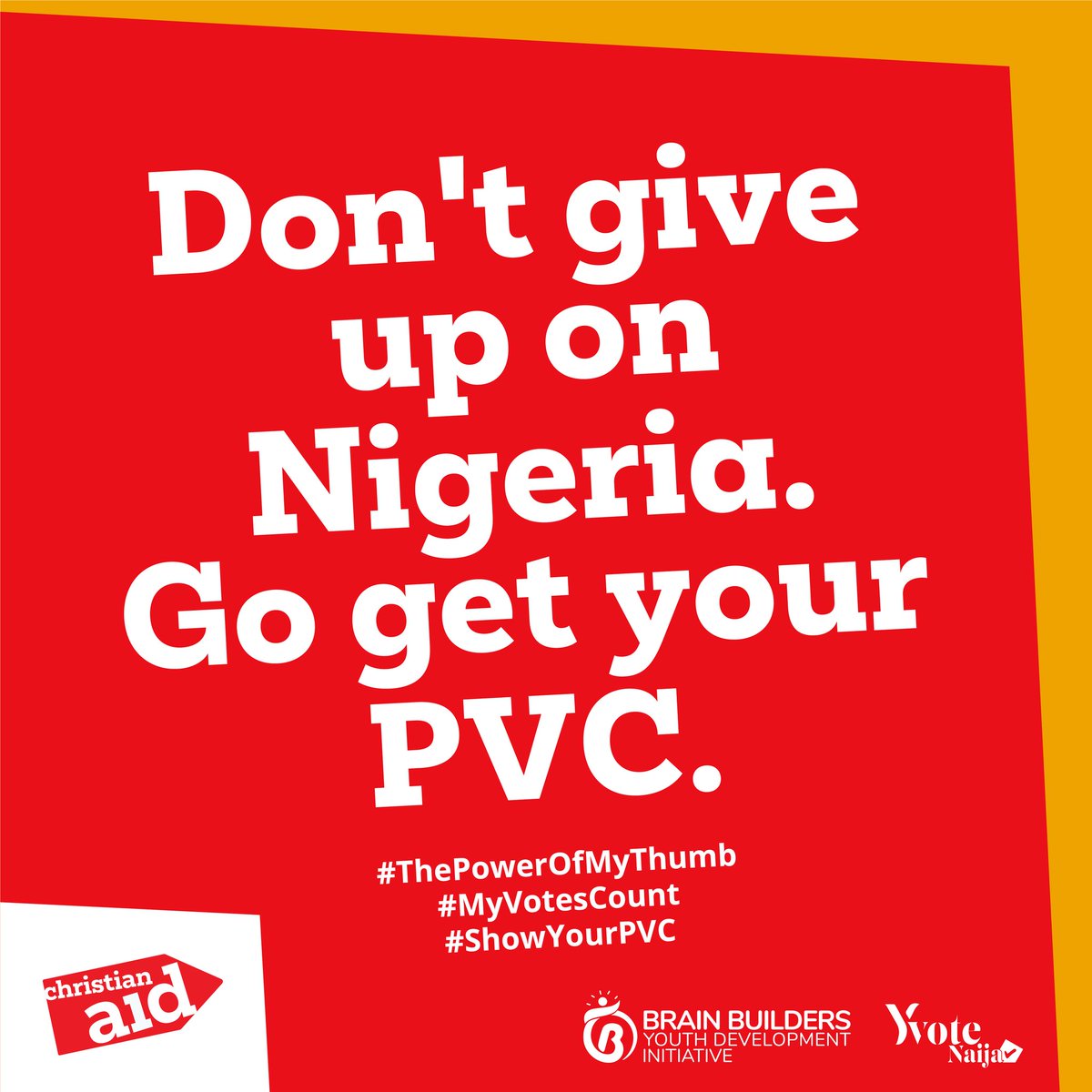 yvotenaija's tweet photo. #NigeriaDecided2023 is officially 67 DAYS away.
Uncollected PVCs are waiting to be owned.
If you've registered....go and get it @inecnigeria LGAs near you
#ShowYourPVC #GoGetYourPVCs https://t.co/uNxABFnazo