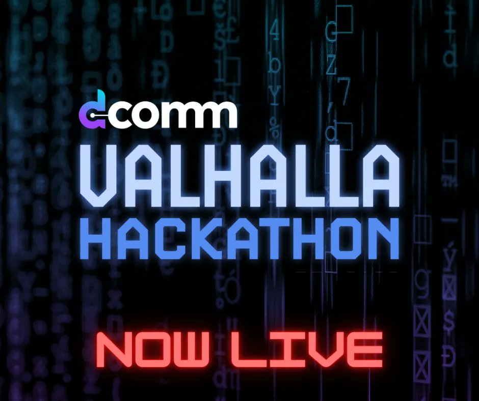 DComm_Official's tweet photo. The DComm Valhalla Hackathon is now LIVE! π€
The Valhalla hackathon is a global event for #developers to create the most innovative #decentralised application on the #DComm blockchain. ποΈ
Join our hackathon to win your share of $15k in prize money!
https://t.co/jQ9MnTHbZb π https://t.co/i1UuJJmTJZ