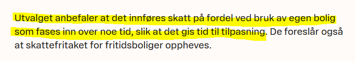 Skatt på fordel ved bruk av egen bolig...smak litt på denne 😅
