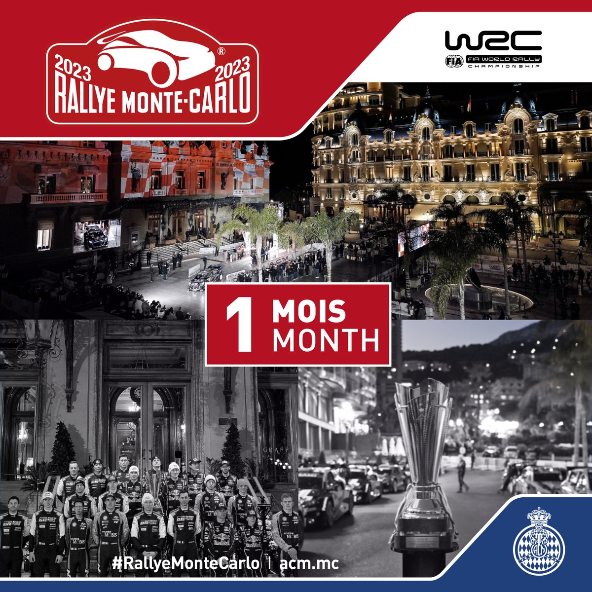 ⏰ COUNTDOWN ⏳

Rendez-vous dans 1️⃣ mois pour le Grand Départ 🤩🏁 
Only 1️⃣ month left before the Start 🤩🏁 

#RallyeMonteCarlo #WRC #Countdown