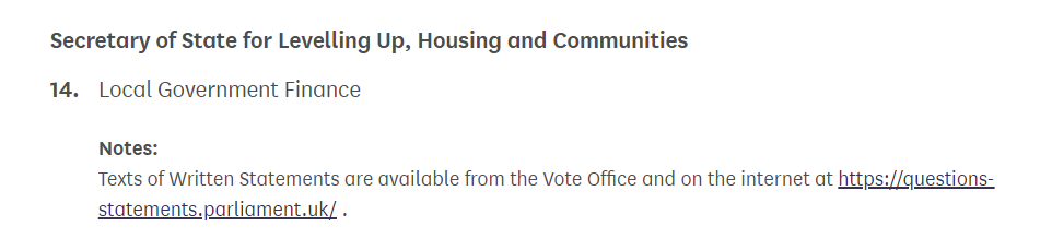 geomr's tweet photo. Looks like we will be getting the local government finance settlement today. As with last year it's being dealt with by a written statement, not an oral statement which would have allowed MPs to ask questions https://t.co/VwYG2QyEgn