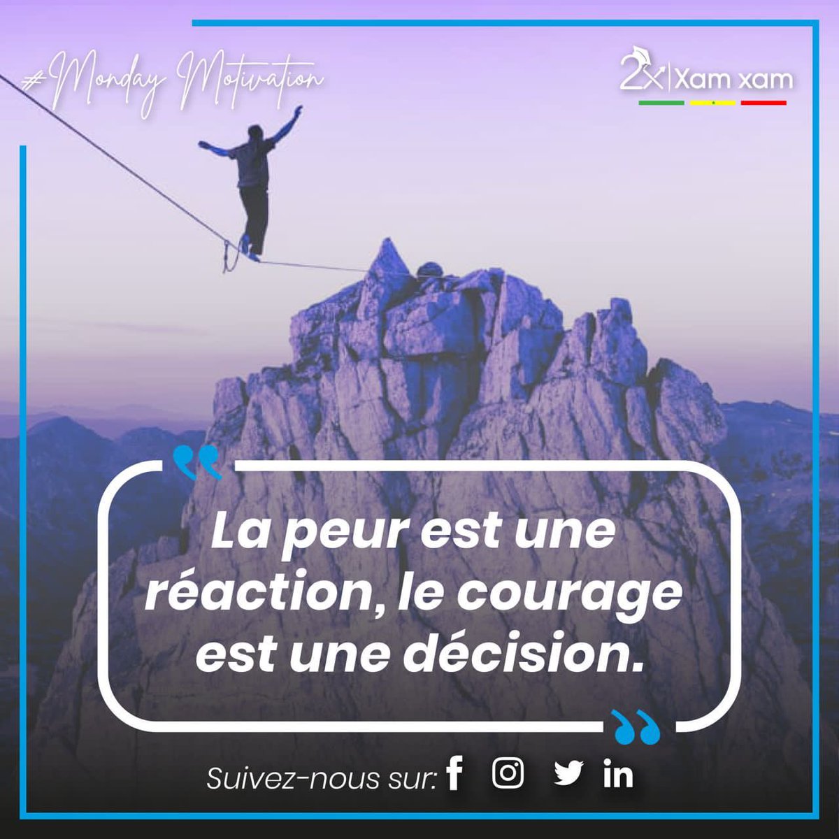 2x_xamxam's tweet image. Nous avons tous le choix
de nos actions I
Une nouvelle semaine pour avancer vers un but ultime.
La peur est une réaction, le courage est une décision.
#xamxam #2tech
#semainetechnologuique #motivation