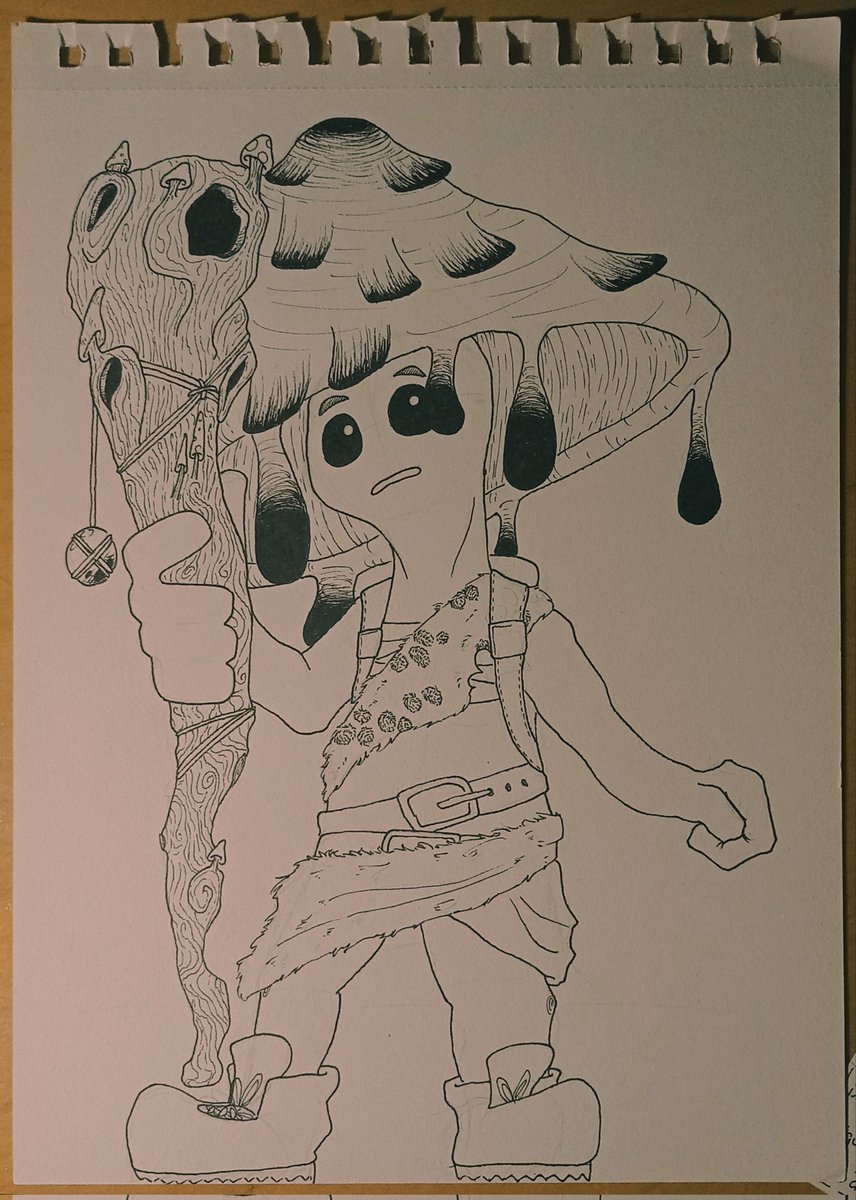 Youhou nouveau perso de JDR, un mignon petit homme champignon inspiré des coprins noir d'encre (allez check c'est super joli)

J'ai tenté un truc en mode observation d'explorateur, jsui pas sur du truc mais j'aime bien