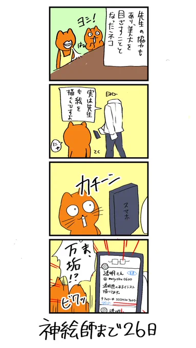 100日後に神絵師になるネコ 
74日目
「実は...」 