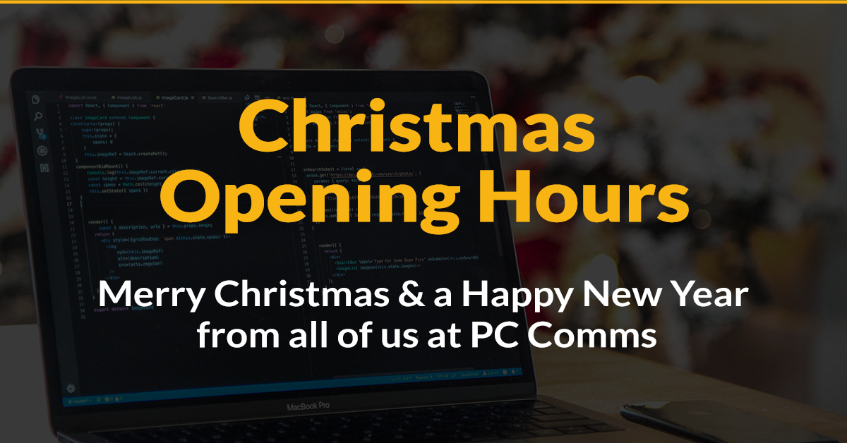 The team are here all week for any #ITsupport closing on Friday 23 December for their festive break 🎁

We will be running emergency remote support only from 9am - 5pm on Wednesday 28 - Friday 30 December.

From all of us at PC Comms, we wish you a very Happy Christmas ✨