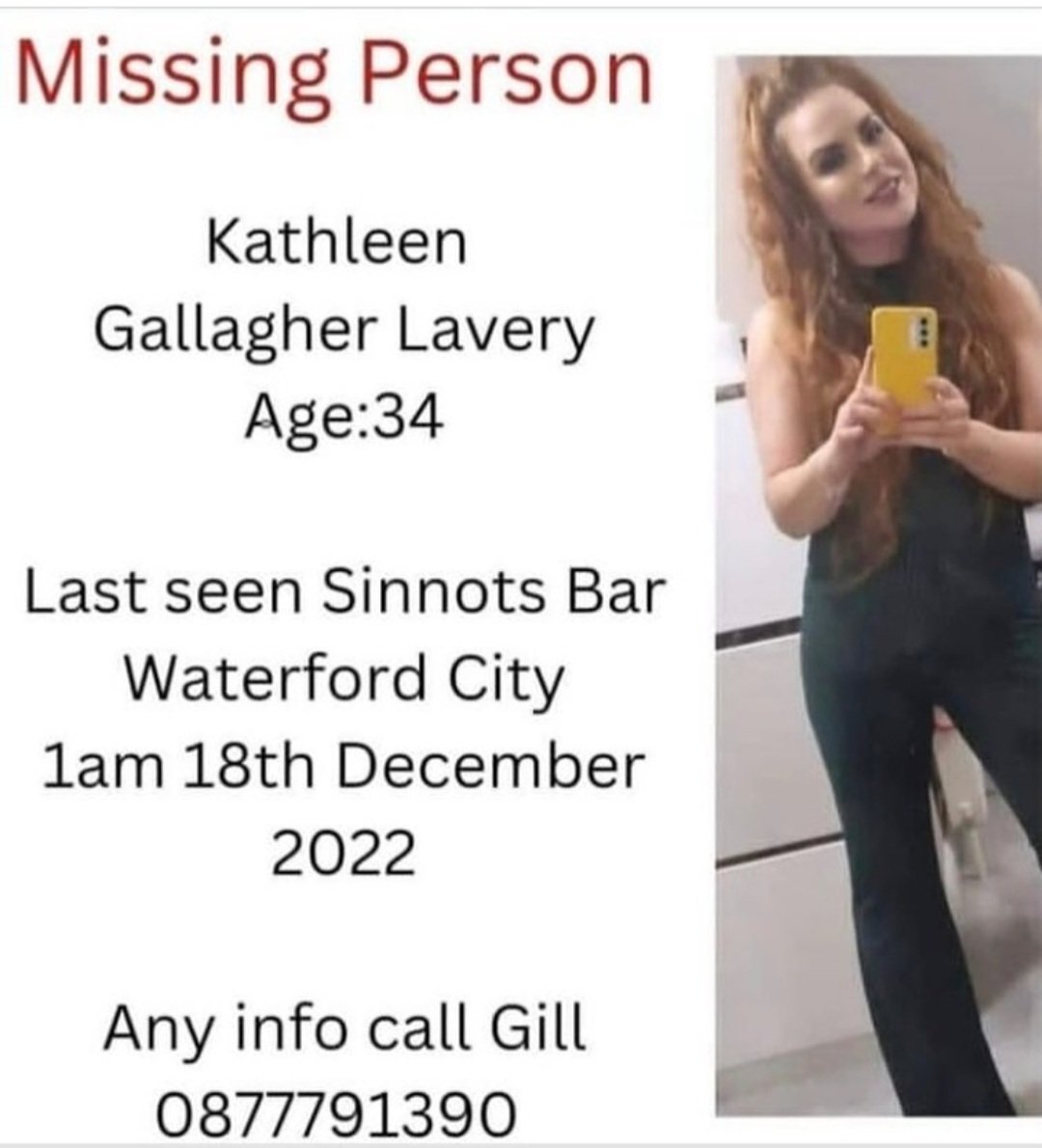 Missing in #Waterford please RT and ask your mates who were out did anyone see anything please 🙏 Check your photos from the night out, something or someone in the background might be useful