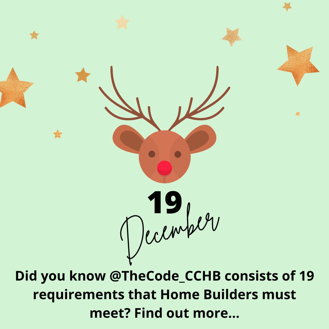 ApprovedCode's tweet photo. Happy 19 December! Did you know? @TheCode_CCHB consists of 19 requirements and principles that Home Builders must meet in their marketing and selling of Homes and their after-sales customer service
https://t.co/5gMJW2uT3U #consumercodes https://t.co/llMSmYXP1I