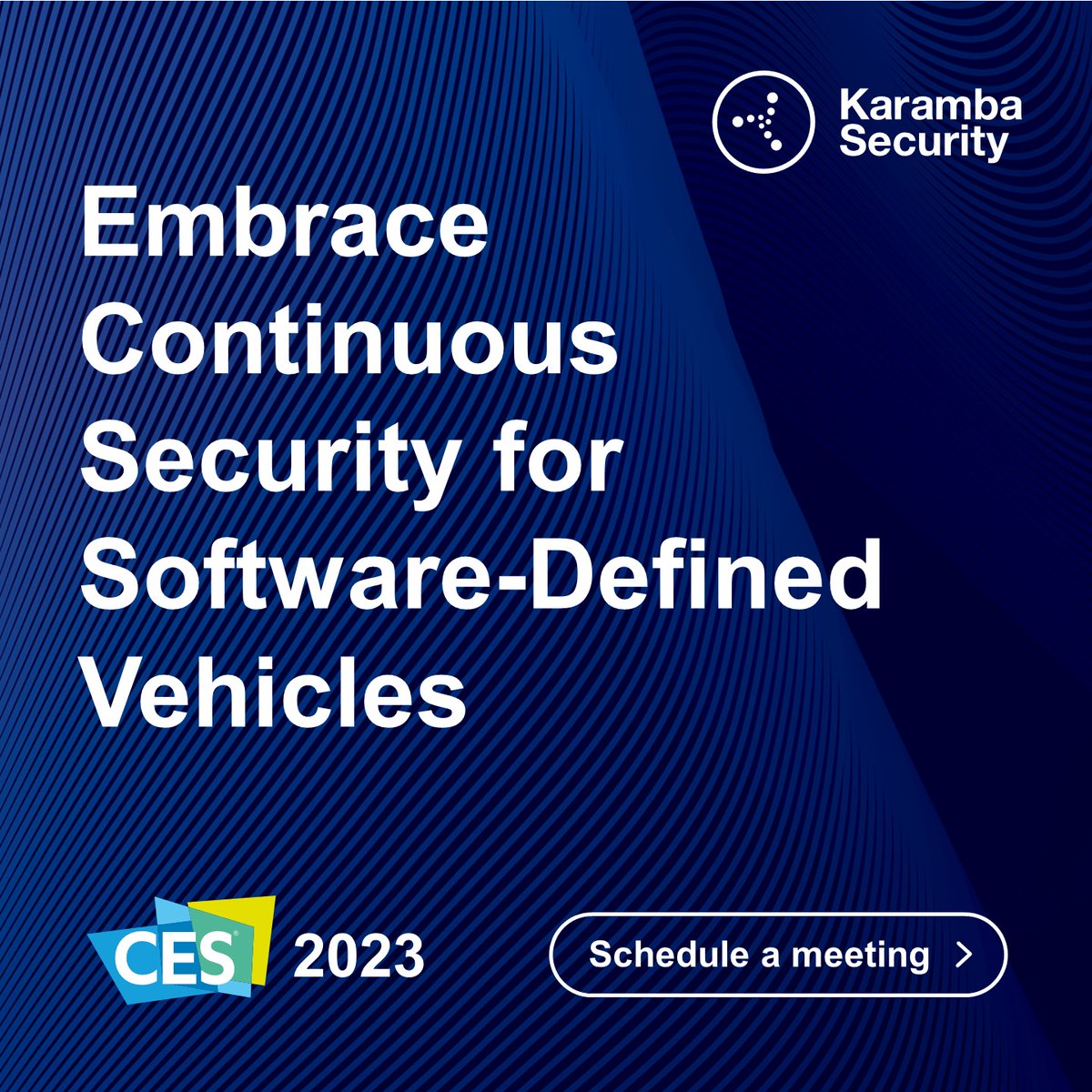 Showcasing at #ces2023. Karamba Security is proud to present its automotive cybersecurity end-to-end portfolio. 

We are leading the EV industry with expedited compliance with ISO 21434.

Click here for more: bit.ly/3hDtpC3 

#automotive #cybersecurity #sdv