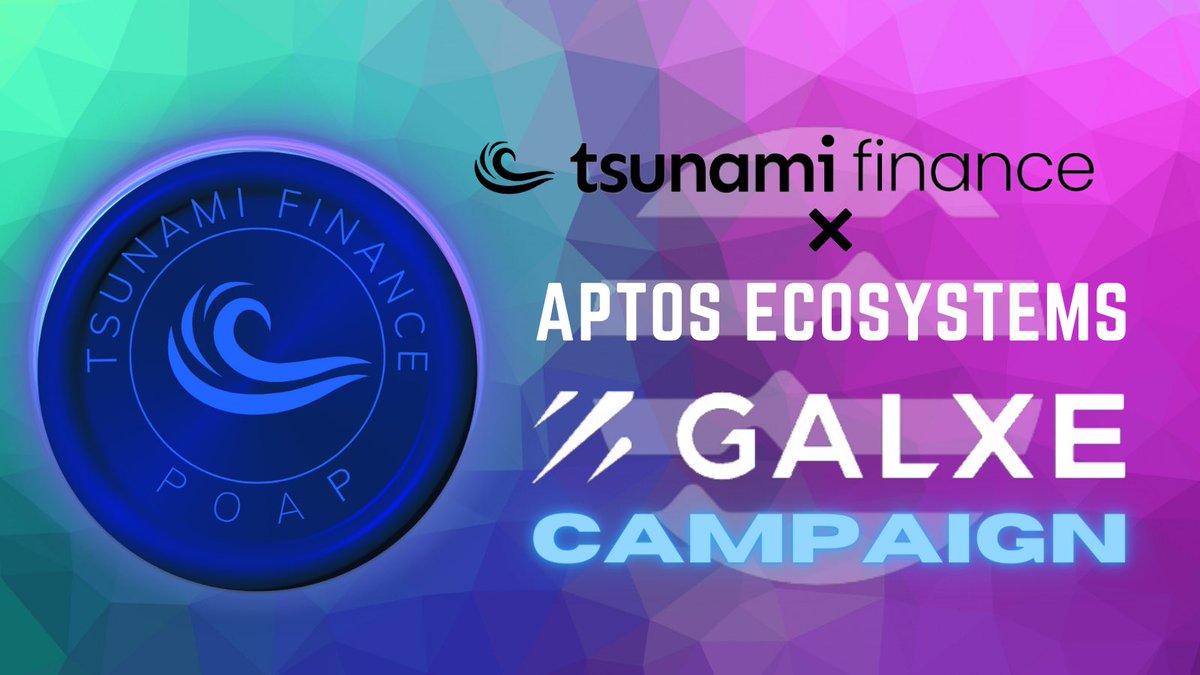 In honor of <a href="/AptosEcosystems/">Aptos Ecosystem</a> and <a href="/TsunamiFinance_/">TsunamiX 🌊</a> partnership, we have released a special POAP with <a href="/Galxe/">Galxe</a>! 

Reward: Tsunami.Finance × Aptos Ecosystem POAP! 🌊

To enter: Complete all the #Galxe tasks! ✅

👉 galxe.com/AptosEcosystem… 👈

#LFM #Aptos #AptosNFT #TsuFi