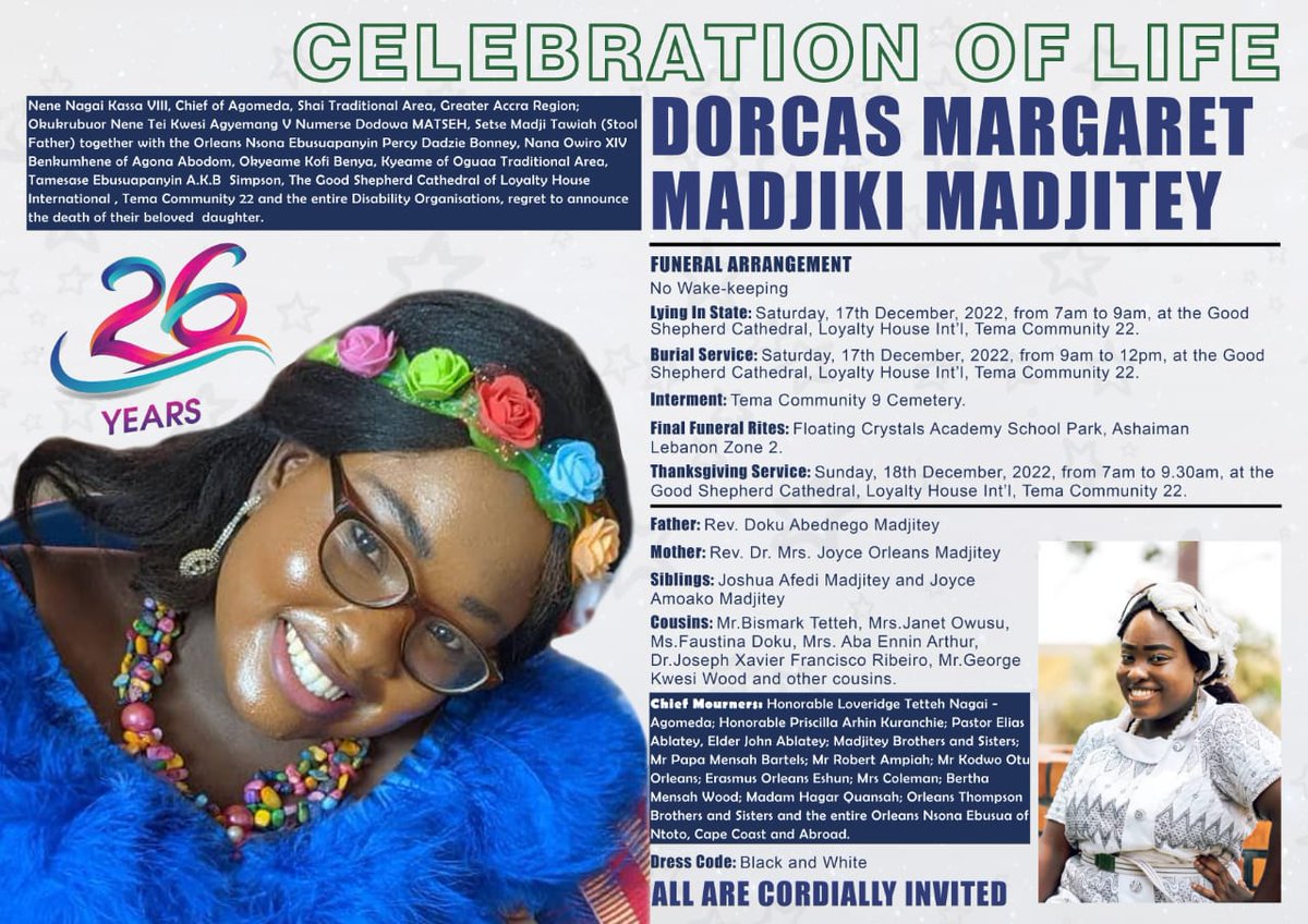 RickmesF's tweet photo. 26-year-old Dorcas Margaret Madjiki Madjitey who was believed to be the oldest person living with Spina Bifida and Hydrocephalus (SBH) in Ghana has passed away.
https://t.co/VgikP4Z1Nz @ifsbh @IDA_CRPD_Forum https://t.co/rgz8viQjLP