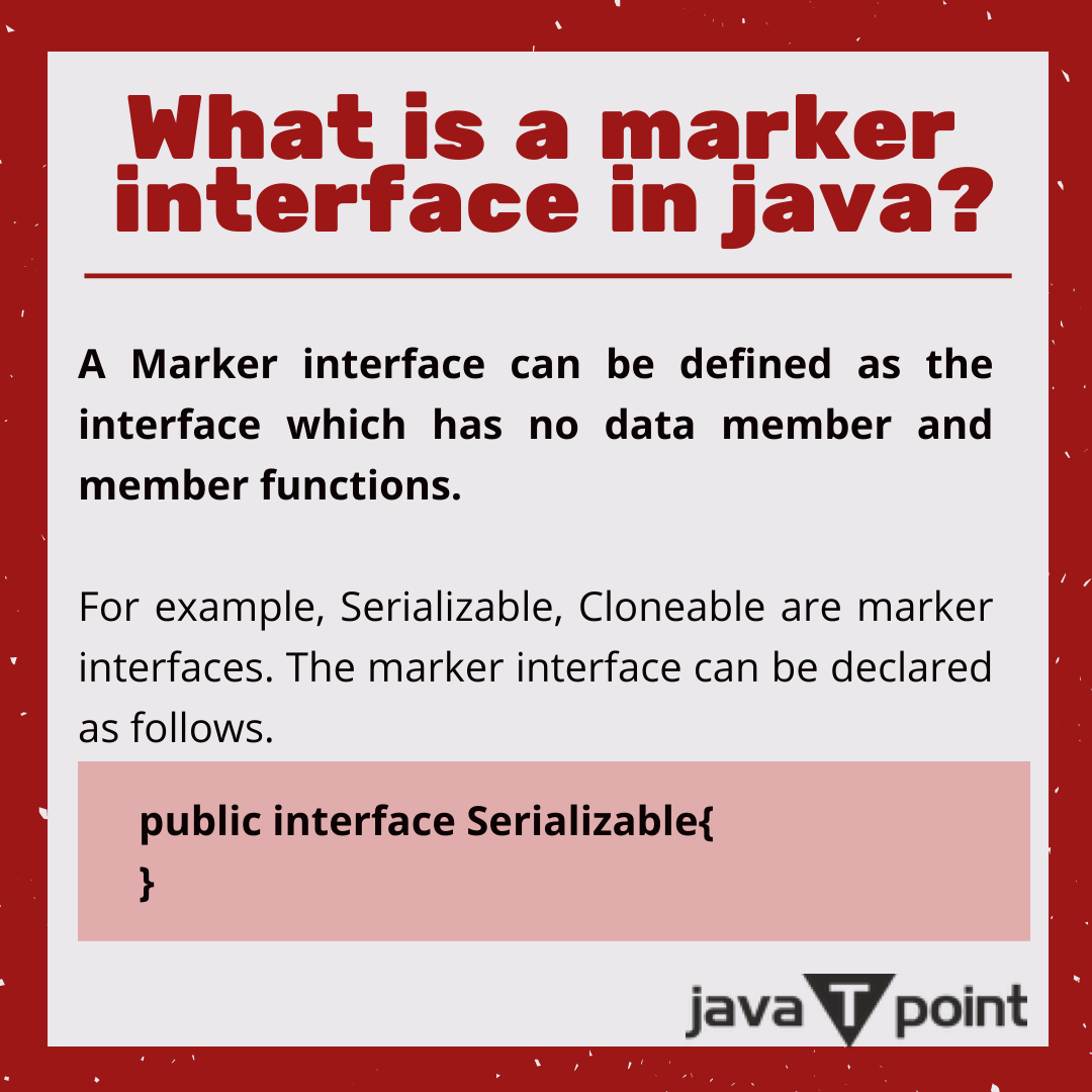 Bhavana83491661's tweet image. Java Interview Questions
.
.
.
visit:
bit.ly/3WastE3
for more information
.
.
.
.
#java #javainterviewquestions #markerinterface #programming #computerscience #javatpoint