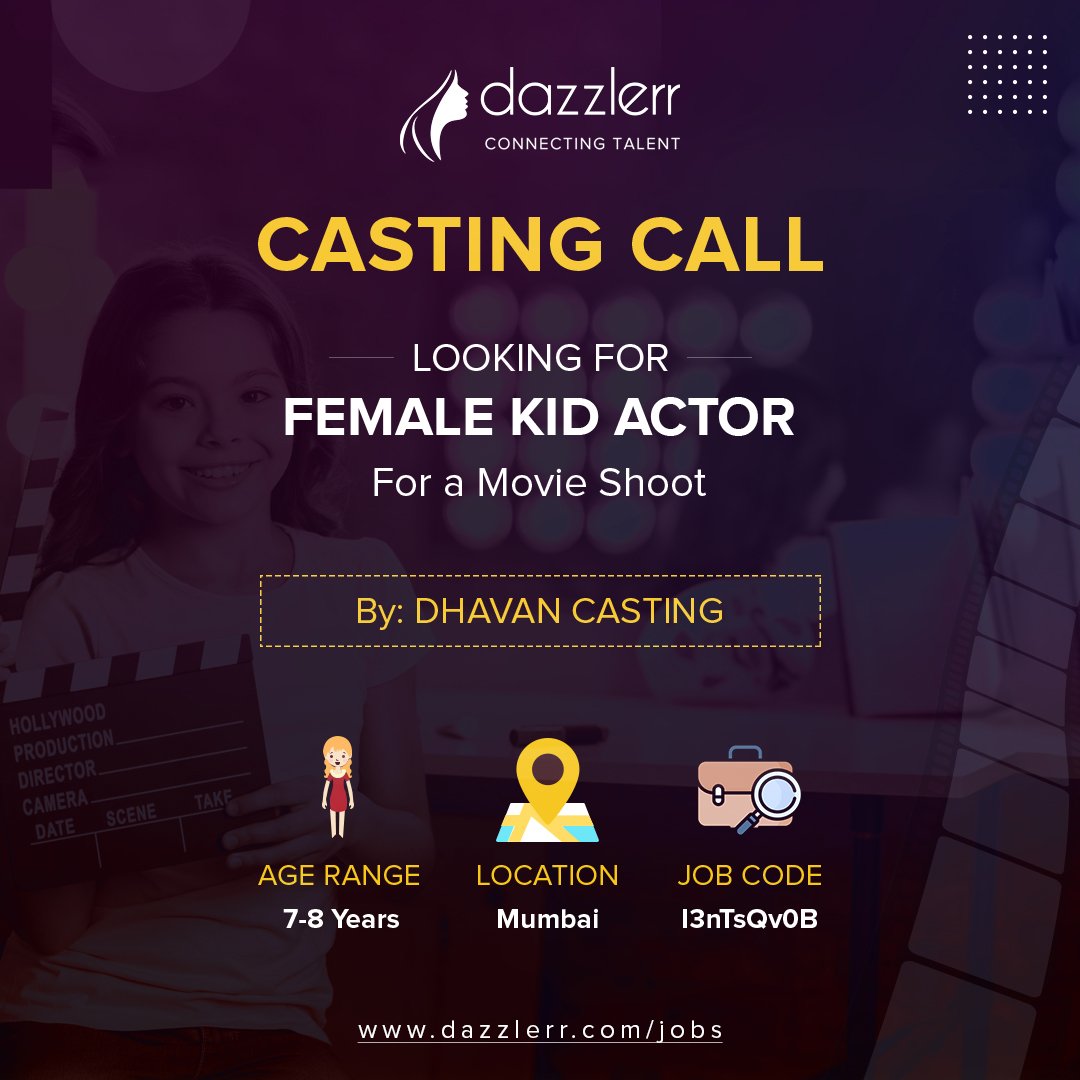 dazzlerrHQ's tweet photo. Required a child Female Actress in Indumati's Character role for a Movie Shoot
.
.
.
https://t.co/NsStGC7Ino
.
.
.
#femaleactors #femalemodel #femalemodels #femalemodeling
#actorslife #castingcalls #auditioning #auditionprep #dazzlerr https://t.co/ToSpAt1wi3
