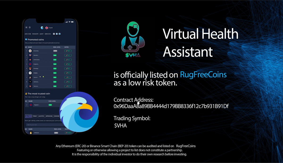 rugfreecoins's tweet image. "@VHATOKEN "  has been reviewed and listed on RugFreeCoins as a low-risk token.

rugfreecoins.com/details/12292

#rugfreecoins #scamfree #VirtualHealthAssistant 
t.me/virtualhealtha…