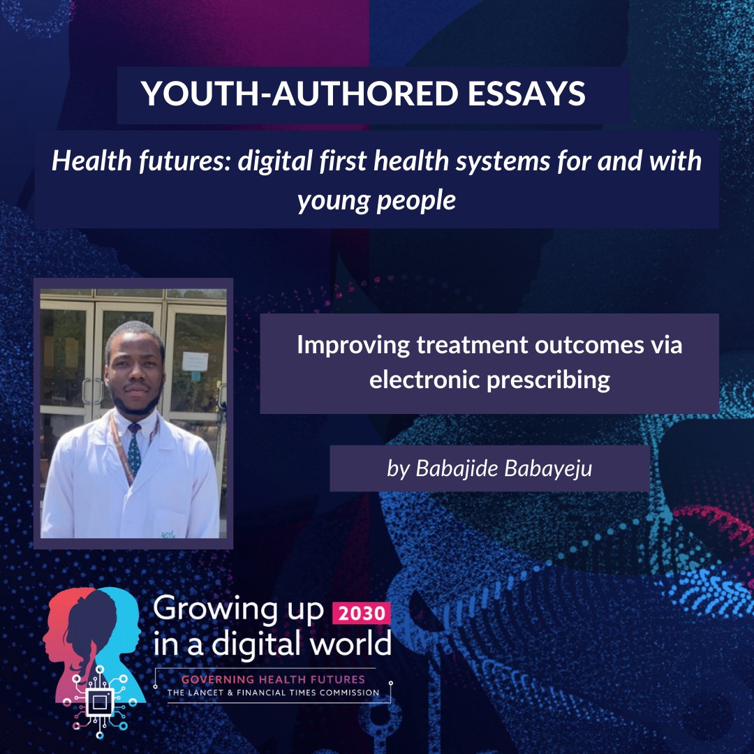 DTH_Lab's tweet photo. In this next #Youth essay, @jiddde focuses on the potential of electronic prescribing to improve quality of care and advance #UHC

https://t.co/h8RmlDjbdz

#MyHealthFutures https://t.co/aMu76ID95j