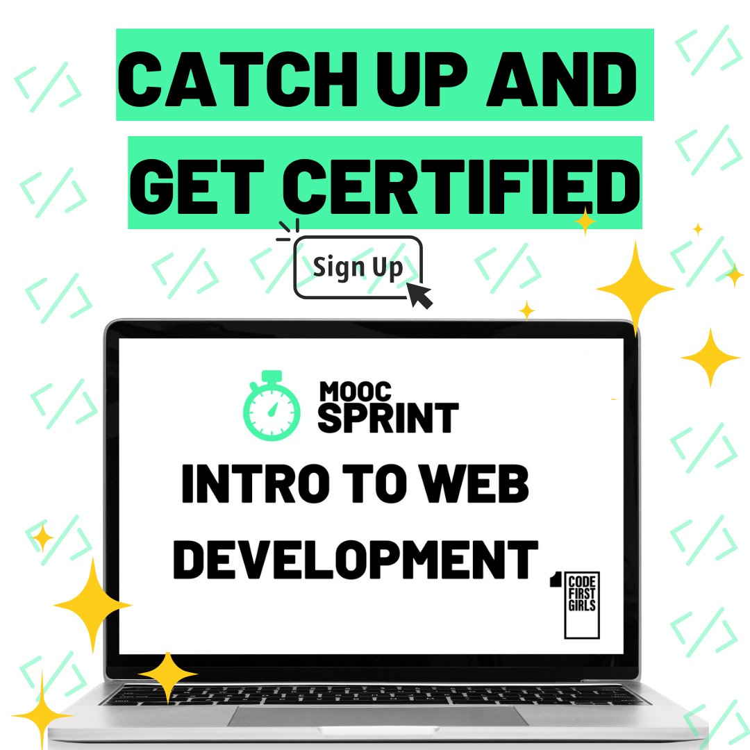 CodeFirstGirls's tweet photo. GET YOUR MOOC ON👩💻
💚 There there is still time to register, catch up and GET CERTIFIED🌟
💚 Live Hosts and Q&A Sessions🤓
💚 Session 2: Intro to CSS - TODAY AT 6PM!📲
Sign up👉 https://t.co/hAJFlWhmpi
#CodeFirstGirls #WomenInTech #MoocSprint #Transfrom #UpSkill https://t.co/a4BKdjTJ8N