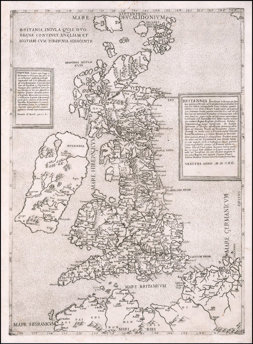The #MondayMappery series from our heritagemaps programme looks at #Ireland on the world’s oldest maps and follows its cartographic development over 7 centuries! This map features Bertelli's Edition of the first modern map of the British Isle. Check out the familiar place names!