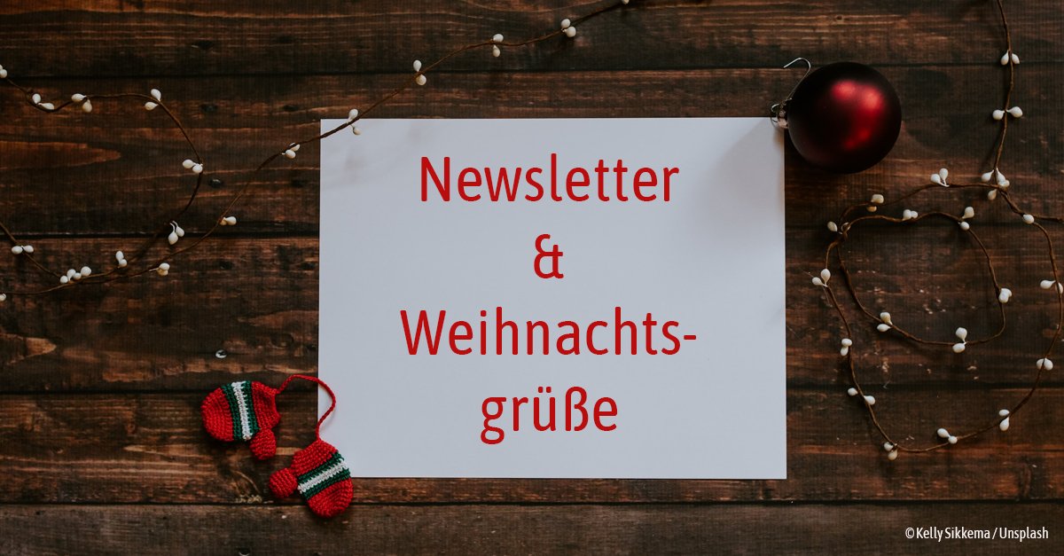 Zum Ende des Jahres laden wir Sie und euch ein unseren neuen 🔴#Newsletter🔴 zu abonnieren! 
✉️Hier geht's zur Anmeldung: shorturl.at/rsAK6

🎄Wir wünschen allen eine besinnliche Weihnachtszeit und schon jetzt ein frohes Neujahr!🎄
