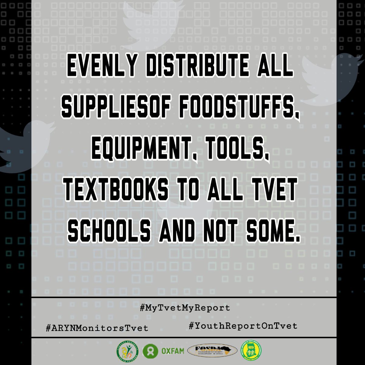 ashanti_youth's tweet photo. Evenly distribute all supplies of foodstuffs, equipment, tools, textbooks to all tvet institutions and not some. 
#MyTvetMyReport
#YouthMonitorsTvet
#ARYNReportsOnTvet
@fosdagh @oxfaminghana @MoF_Ghana @Citi973 @oyerepaofficial @kumasifm1041 @adehye991FM @NNYOG_GH @NRY https://t.co/HauojqNgAe