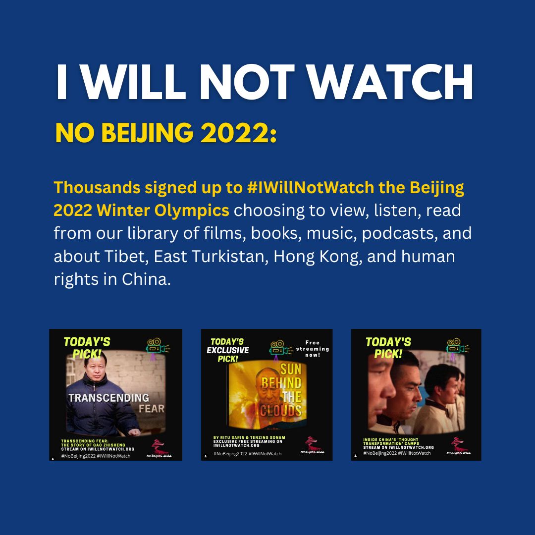 TheTibetNetwork's tweet photo. Instead of watching Being 2022 Winter Olympics thousands of people around the world chose #IWillNotWatch. Have a look and see what is on offer  --> https://t.co/wQydkCuCPW https://t.co/O19nCJMm6n