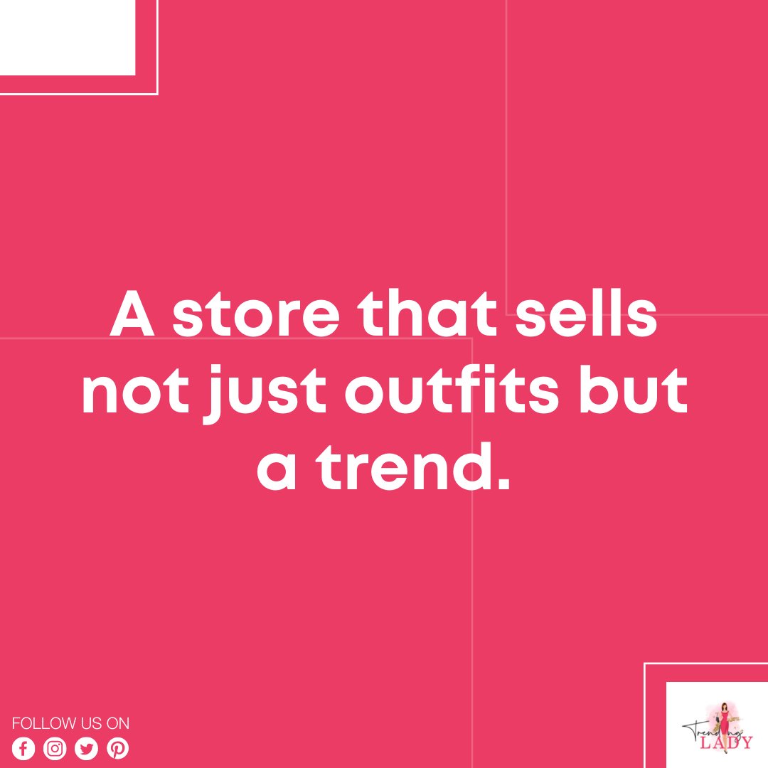 TrendingLadyGA's tweet photo. A store that sells not just outfits but a trend.
Shop now - https://t.co/si7baRYGib
#fashion #quotes #mondaythoughts https://t.co/lj7ESRvXjF