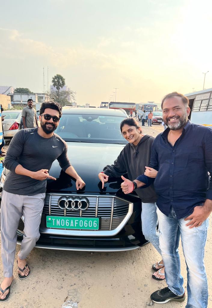 Njoying going green with my first car ever with my favourite people!❤️ #ManiSir @Suriya_offl @gvprakash @rajsekarpandian