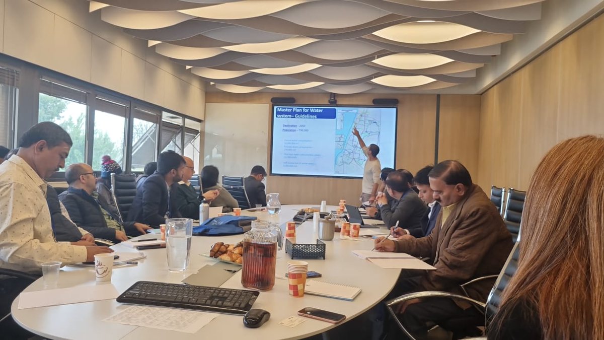 IsraelinIndia's tweet photo. A delegation of senior professionals from #India 🇮🇳 are in #Israel 🇮🇱 for a tailor-made course on 24/7 Water Supply in Urban Centers. They have visited various water cooperation and water treatment facilities around Israel and also met Amb. @EynatShlein, Head of @MASHAVisrael. https://t.co/9srLHsA1sA