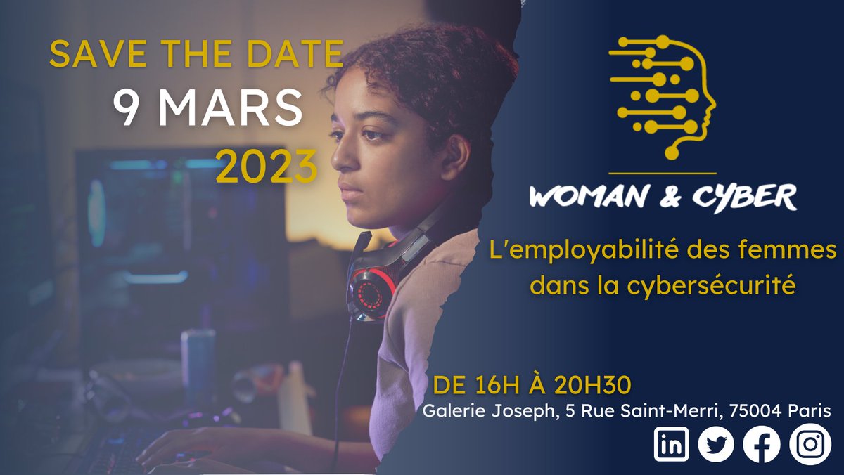Eden Forums lance un nouvel événement Woman &amp; Cyber le 09 Mars 2023 !
En partenariat avec le @CEFCYS et 
@Cyberjobs
 nous souhaitons favoriser l'échange et couvrir tous les aspects de l'emploi allant de la formation aux retours d'expériences.
#women #cybersecurite #Emplois