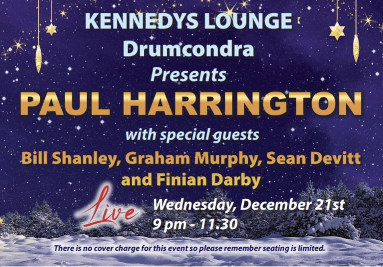 Always a pleasure to play with these fine gentlemen - Kennedy's Drumcondra this Wednesday 21st @paulharro @BShanleyGuitar @FinianDarby Sean Devitt @PubKennedy #Christmas