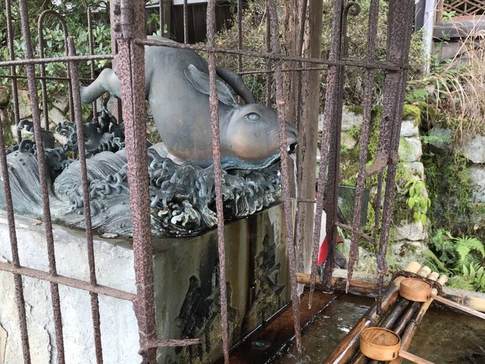 来年は卯年ということで…滋賀県の三尾神社は兎を神使とするこれは、長等山に赤・白・黒の三色の帯を着けたイザナギが降臨し、それらの帯がそれぞれ赤尾神・白尾神・黒尾神という神になったが、そのうちの赤尾神が本神として、卯の年・卯の月・卯の日・卯の刻・卯の方より現れたことに由来する 