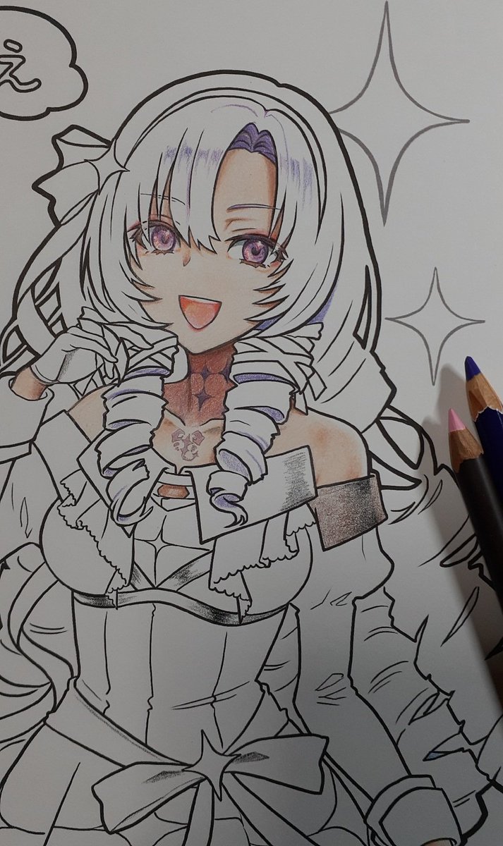 壱百満天原サロメ 「サロメ様ぬりえ途中経過のやつうううギギギ 」|六の字のイラスト
