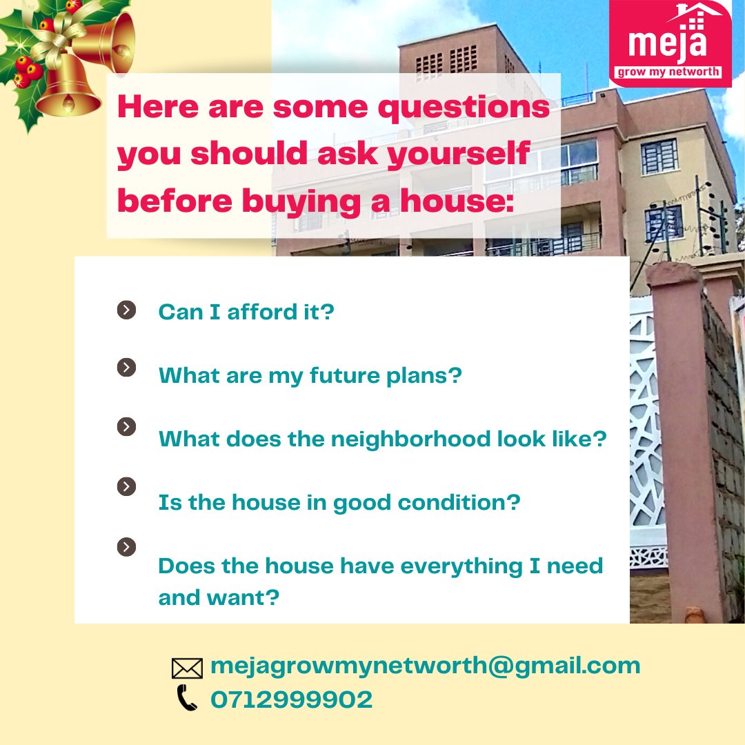 Before purchasing a home/apartment, below are few questions you should ask yourself then make that ultimate decision.
Was this helpful?
#WhatsApp #mrsworld2022 #Nairobi #KICC2022 #Maxinewahome #FIFAWorldCup2022