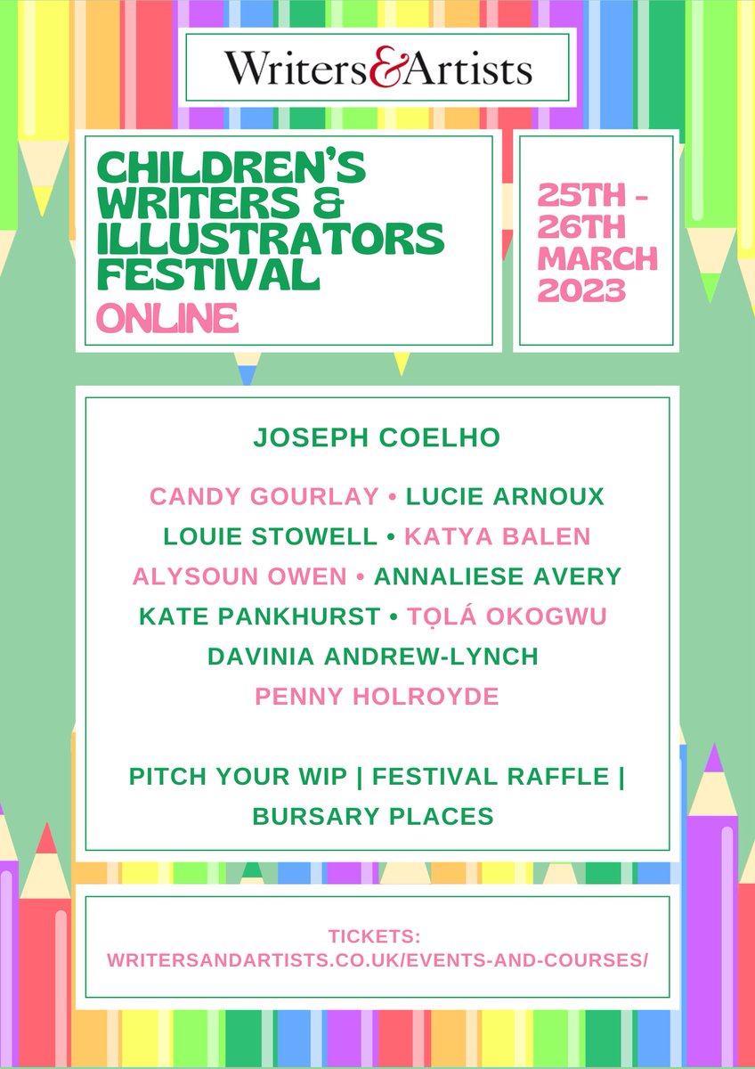 Tickets are now on sale for our 2023 Children’s Writers & Illustrators Festival, an online craft-based weekend of talks and panel discussions from writers, illustrators and agents.

Check out the full programme and book here: bit.ly/3WjKgZs

#kidslitfest23 #YAlit